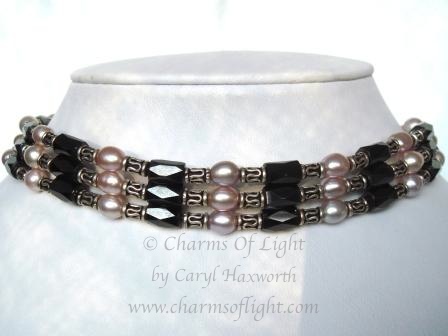 Pink Pearl Silver Magnetic Wrap Necklace